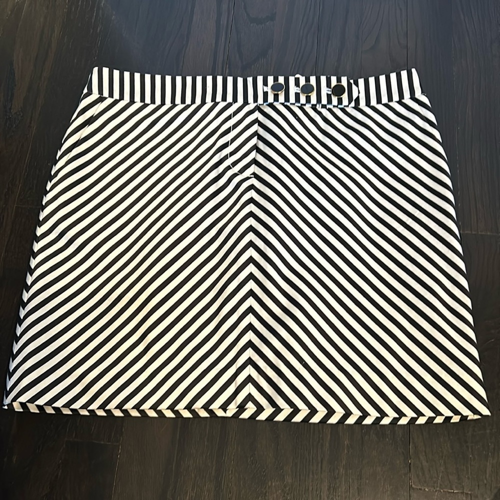 J.Crew Black and White Striped Mini Skirt